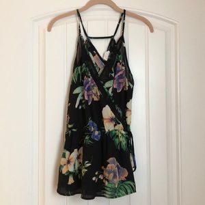 Sienna Sky Black Chiffon Floral Tank